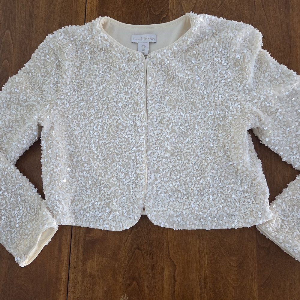 House of Harlow 1960 Cream Sequined Cardigan Size S NWOT